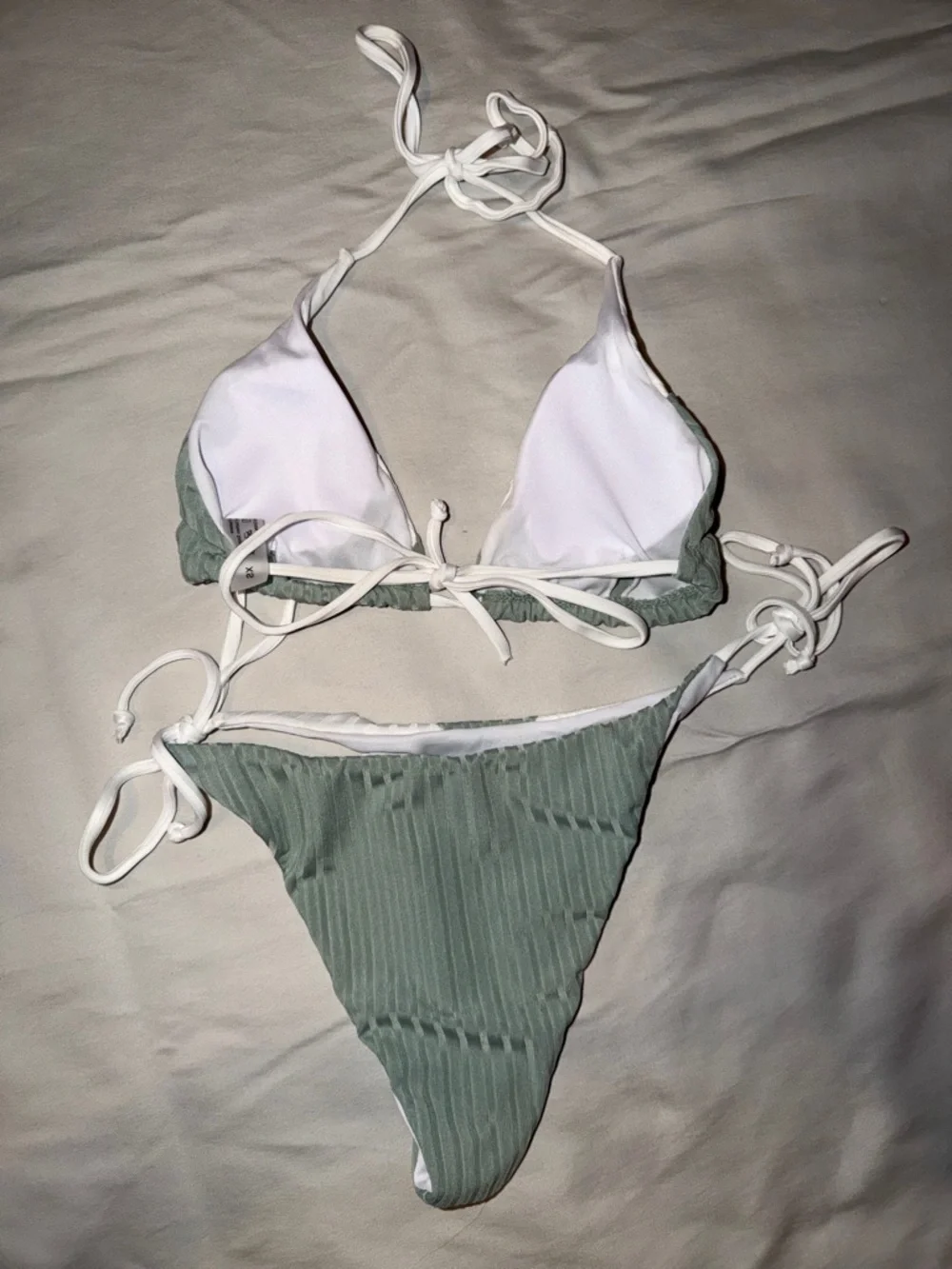 Bikini Set‎ Bundle of 2 - Triangle White/Blue and Olive/White Size XS